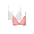 Coral Pink - Front - Debenhams Womens-Ladies Ruby Lace Non-Padded Bra (Pack of 2)