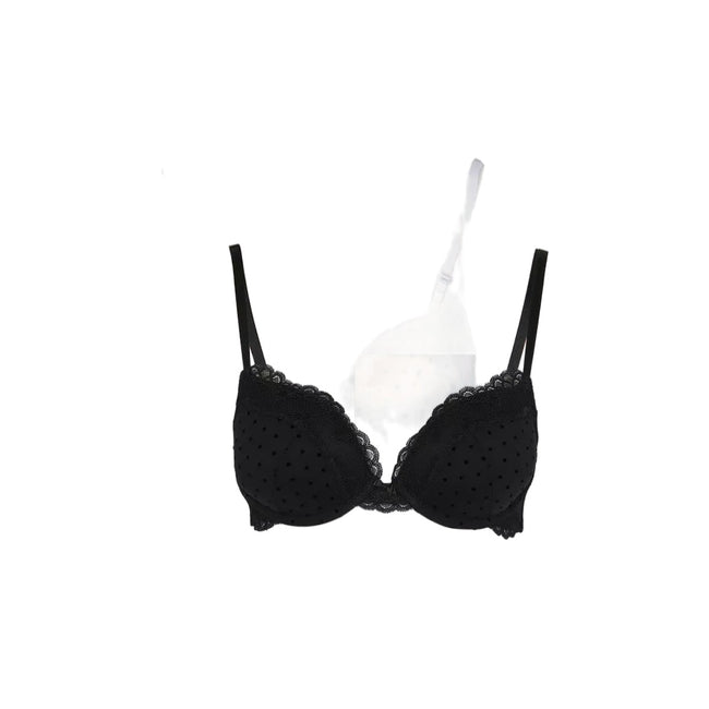 Black-White - Front - Debenhams Womens-Ladies Flock Spot Push Up Bra (Pack of 2)