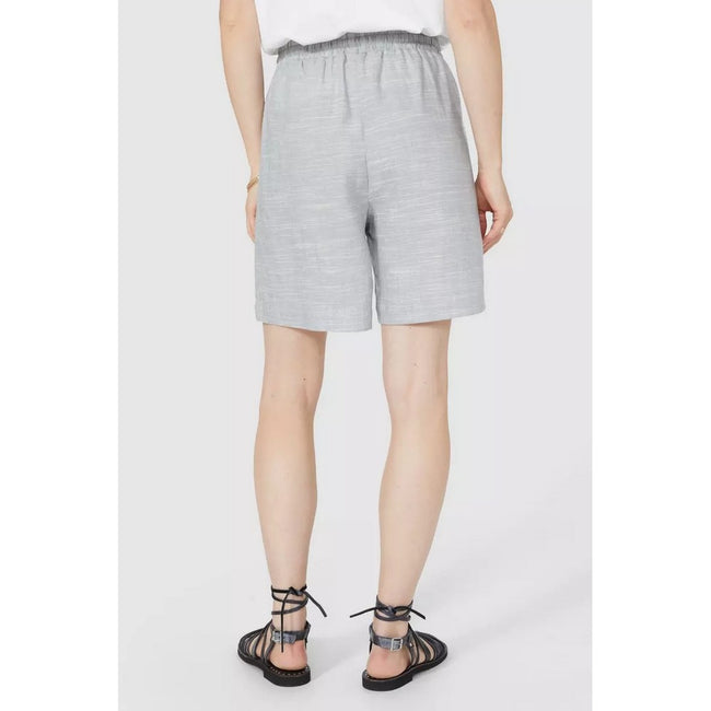 Grey - Back - Mantaray Womens-Ladies Linen Blend Waist Tie Shorts