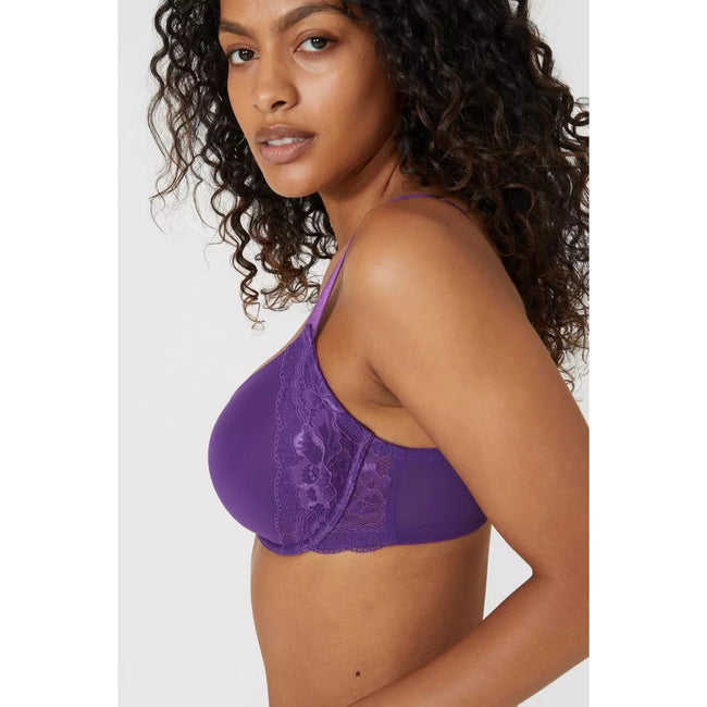 Purple - Pack Shot - Gorgeous Womens-Ladies Lace Detail T-Shirt Bra (Pack of 2)