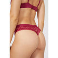 Dark Red - Back - Gorgeous Womens-Ladies Lace Recycled Thong