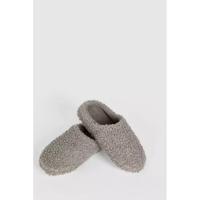 Grey - Back - Debenhams Womens-Ladies Borg Slippers