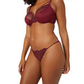 Berry - Front - Gorgeous Womens-Ladies Scroll Embroidered Tanga