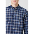 Blue - Side - Maine Mens Classic Double Checked Long-Sleeved Shirt