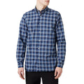 Blue - Front - Maine Mens Classic Double Checked Long-Sleeved Shirt