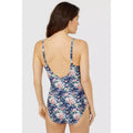 Navy - Back - Debenhams Womens-Ladies Floral Twisted One Piece Swimsuit