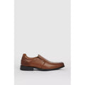 Brown - Side - Debenhams Mens Tramline Leather Airsoft Shoes
