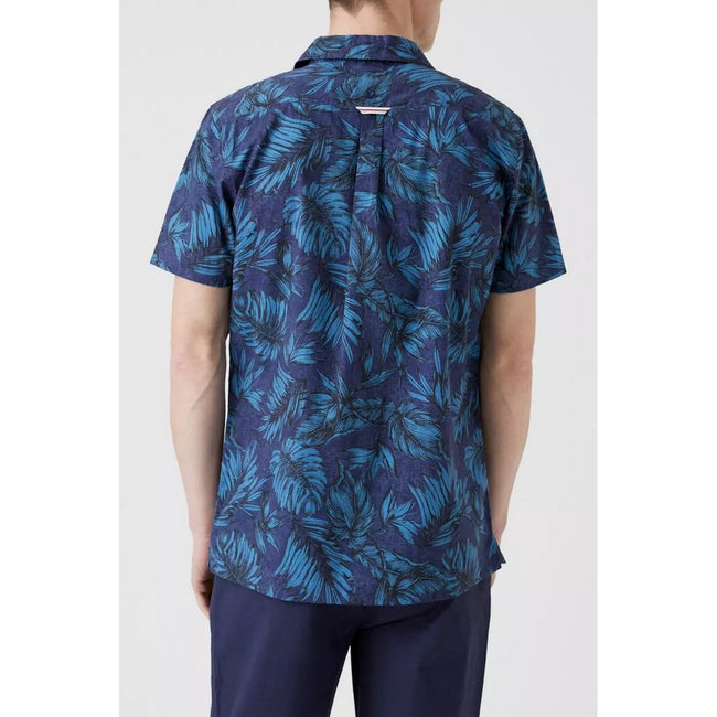 Navy - Back - Mantaray Mens Twilight Revere Collar Shirt