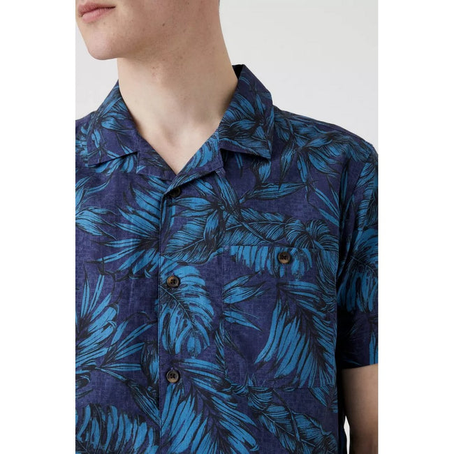 Navy - Side - Mantaray Mens Twilight Revere Collar Shirt