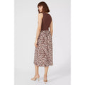 Brown - Back - Principles Womens-Ladies Leopard Print Ruched Front Midi Skirt
