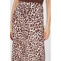 Brown - Side - Principles Womens-Ladies Leopard Print Ruched Front Midi Skirt
