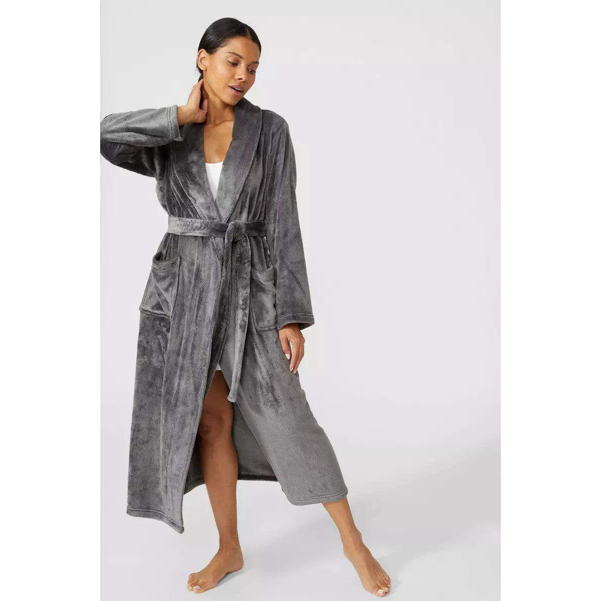 Grey - Lifestyle - Debenhams Womens-Ladies Shawl Collar Long Robe