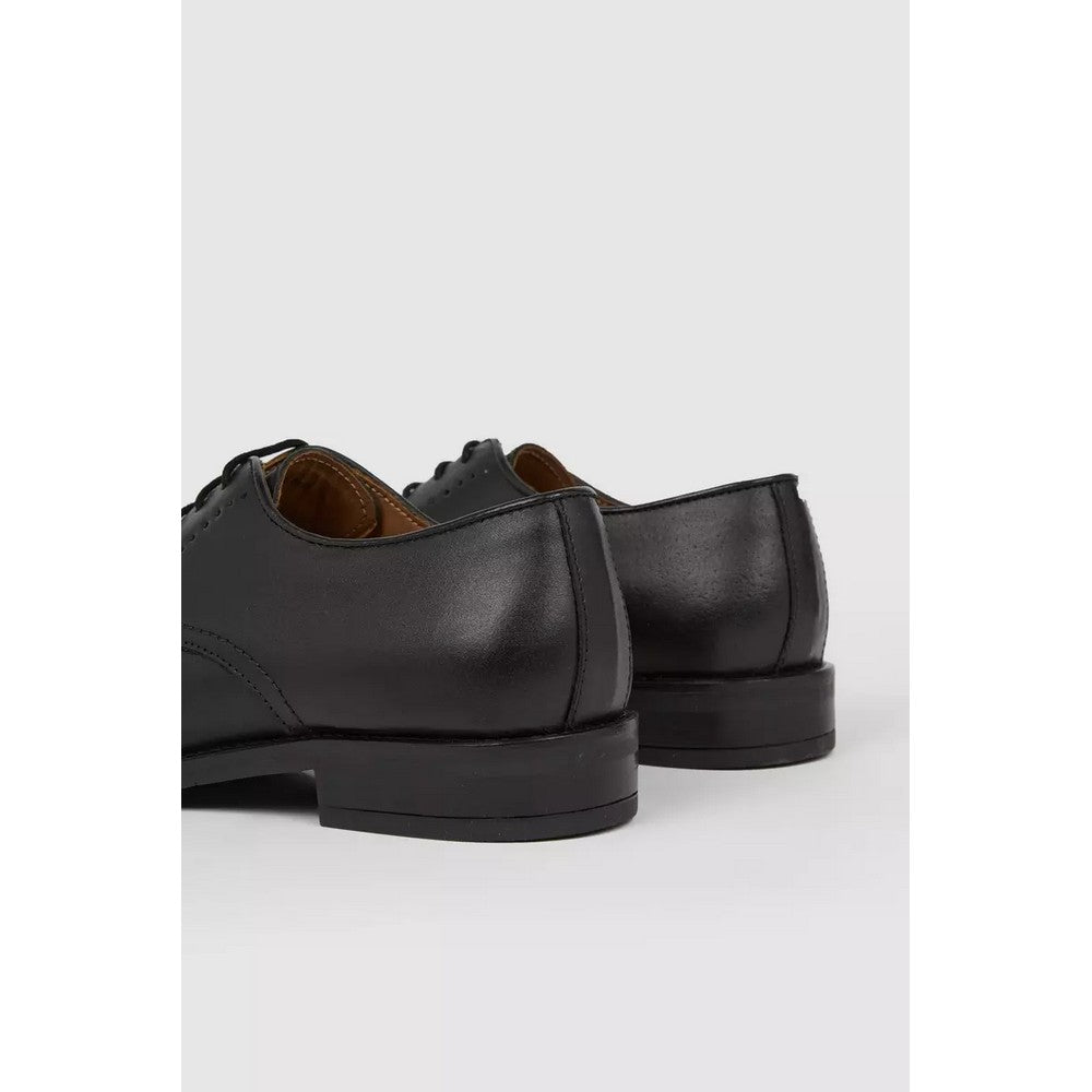 Black - Lifestyle - Debenhams Mens Leather Punch Detail Derby Shoes