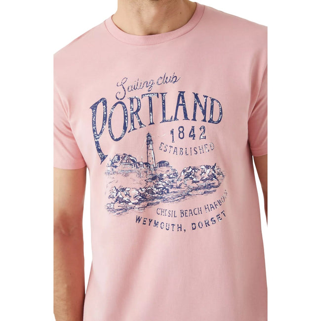 Pink - Side - Maine Mens Portland Printed T-Shirt