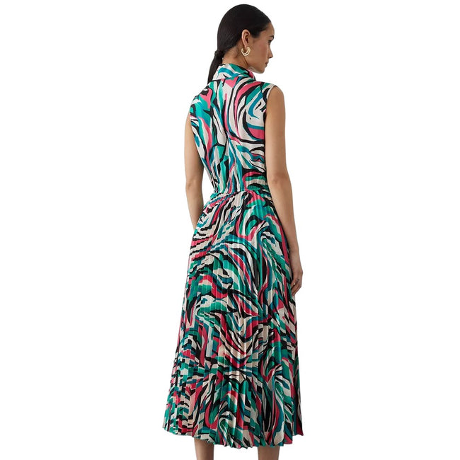 Multicoloured - Back - Principles Womens-Ladies Abstract Pleated Sleeveless Midi Dress