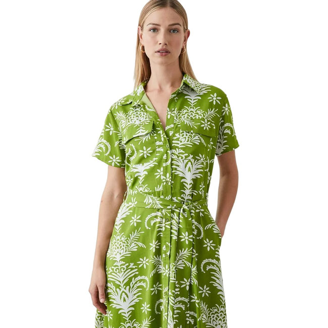 Green - Side - Principles Womens-Ladies Floral Belt Shirt Dress