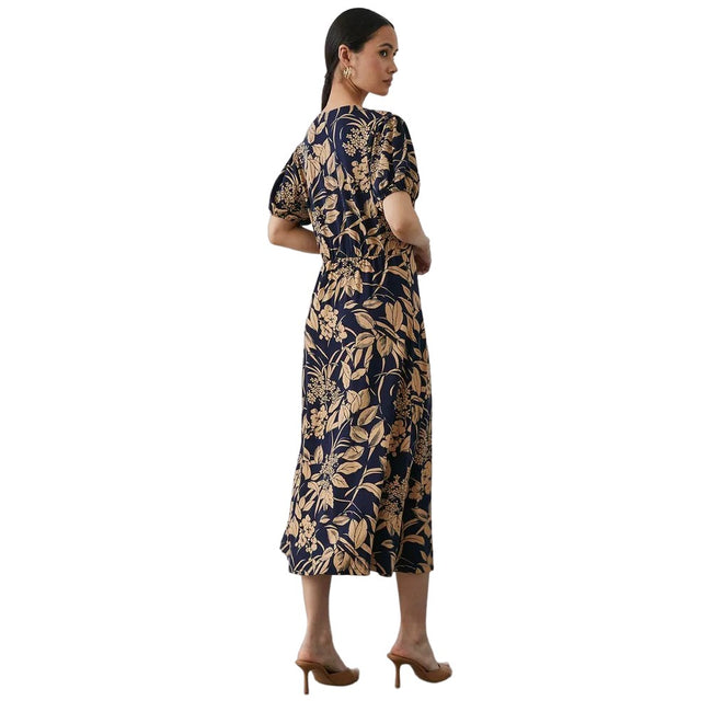 Navy - Back - Principles Womens-Ladies Floral Jersey V Neck Midi Dress