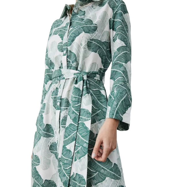 Green - Side - Principles Womens-Ladies Leaf Print Long-Sleeved Shirt Dress
