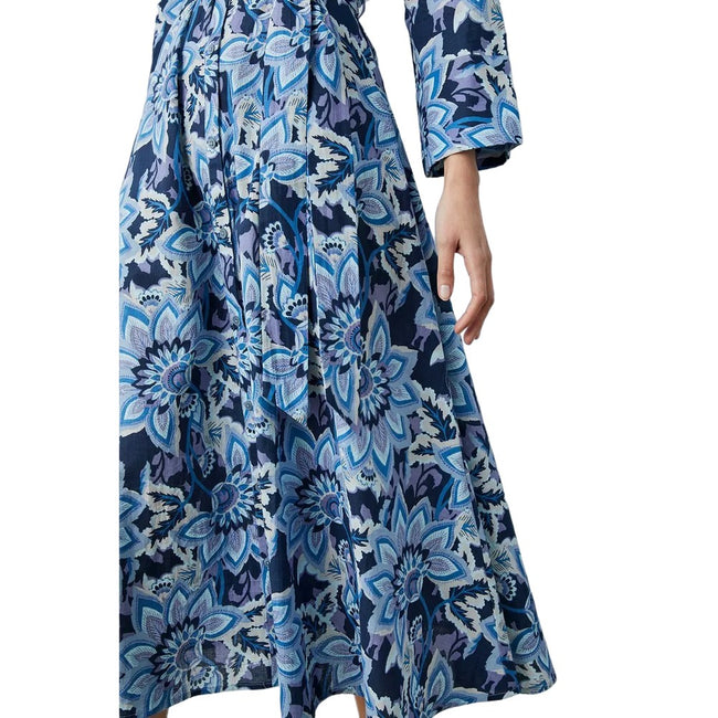 Blue - Side - Principles Womens-Ladies Floral Long-Sleeved Shirt Dress