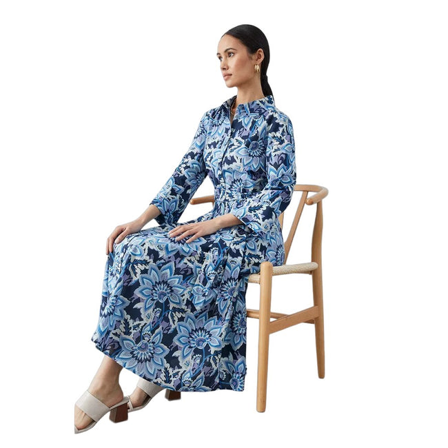 Blue - Lifestyle - Principles Womens-Ladies Floral Long-Sleeved Shirt Dress