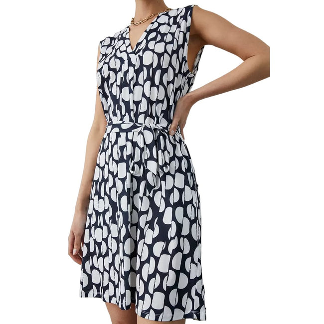 Navy - Side - Principles Womens-Ladies Spotted Pocket Sleeveless Dress