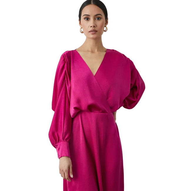 Pink - Side - Principles Womens-Ladies Wrap Batwing Sleeve Midi Dress