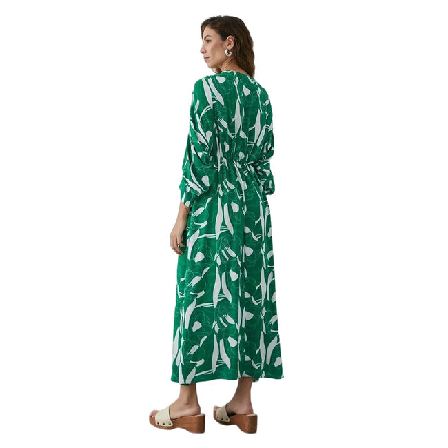 Green - Back - Principles Womens-Ladies Floral Batwing Sleeve Midi Dress
