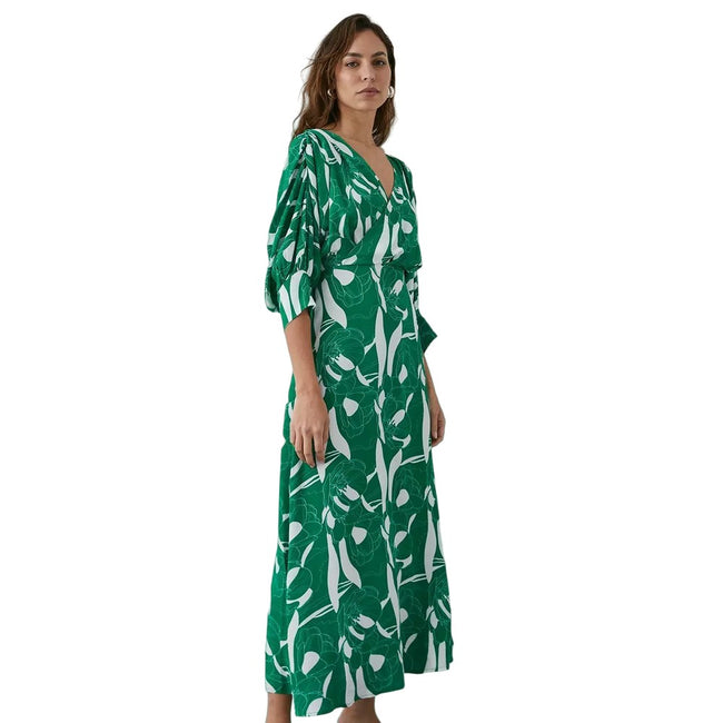 Green - Front - Principles Womens-Ladies Floral Batwing Sleeve Midi Dress