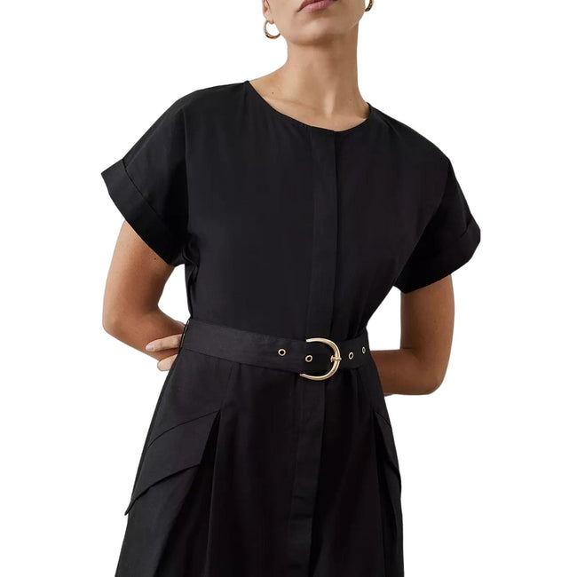 Black - Side - Principles Womens-Ladies Belt Midi Dress