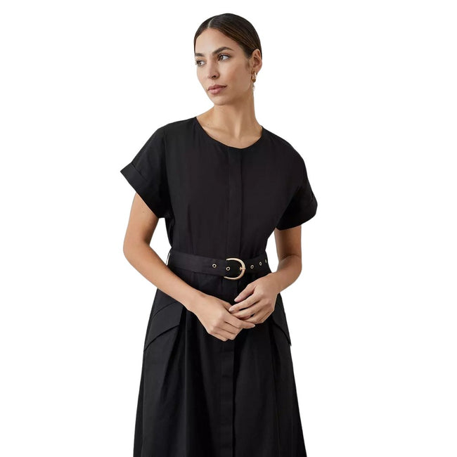 Black - Lifestyle - Principles Womens-Ladies Belt Midi Dress