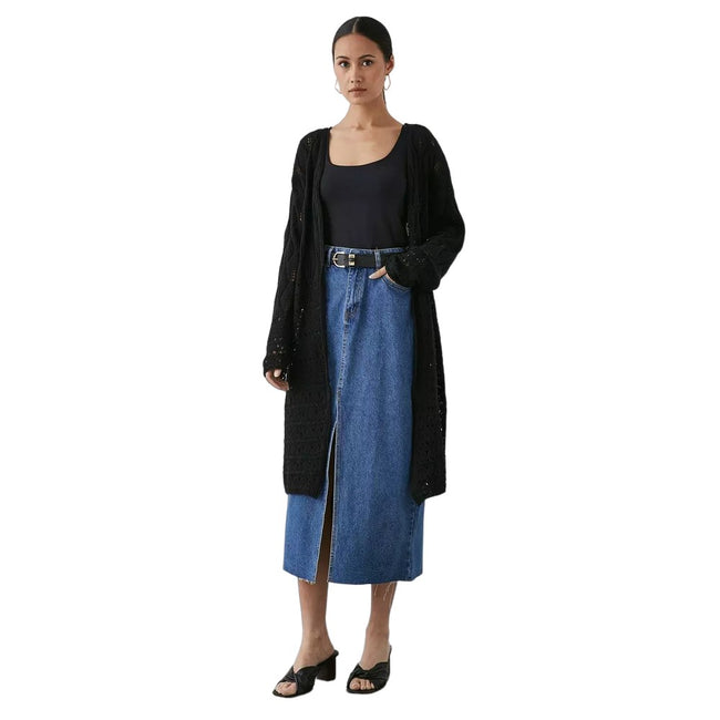 Black - Lifestyle - Principles Womens-Ladies Crochet Cardigan