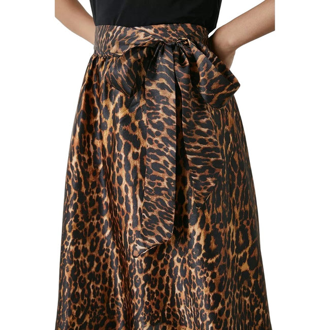 Brown - Side - Principles Womens-Ladies Leopard Print Midi Skirt