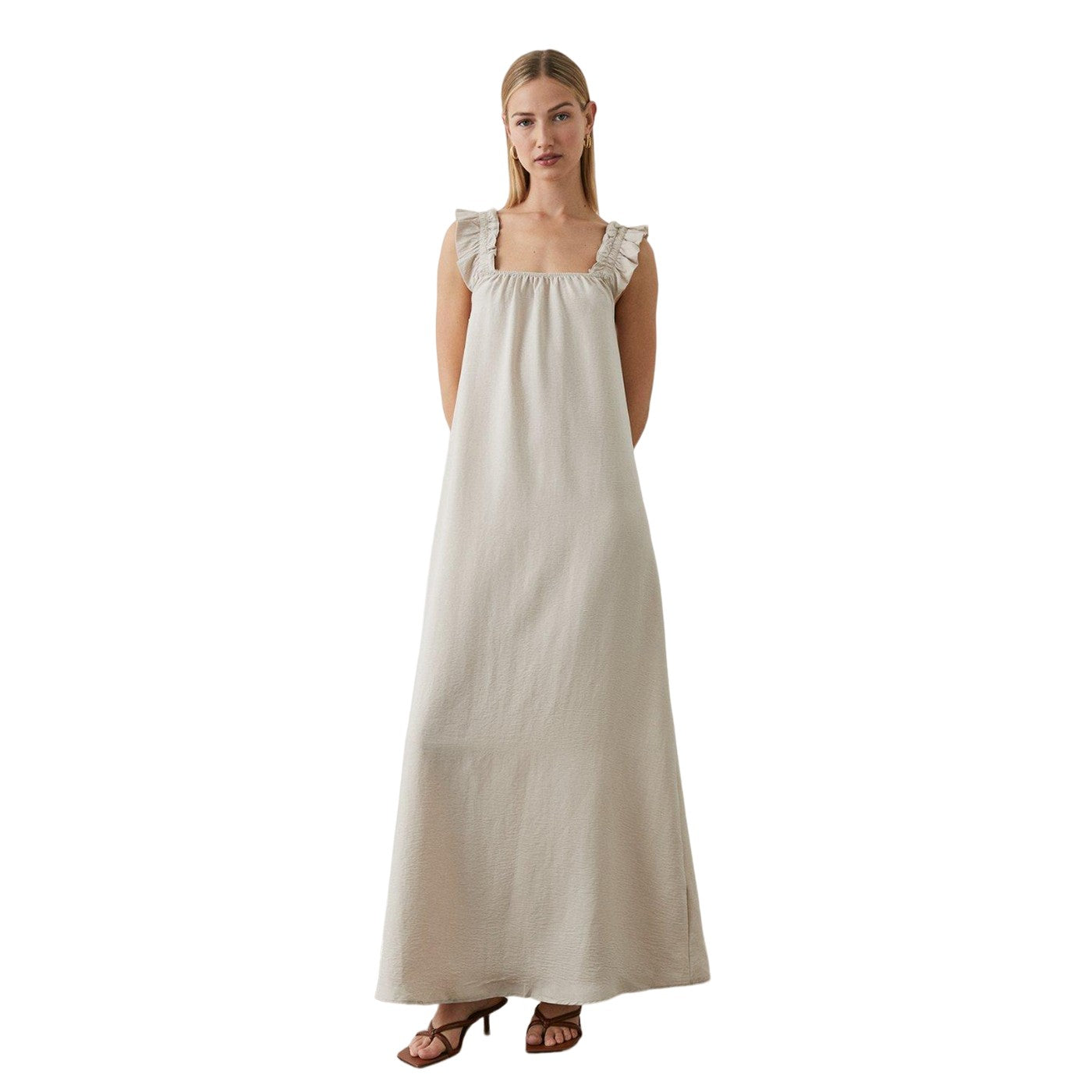 Stone - Lifestyle - Principles Womens-Ladies Strappy Frill Maxi Dress