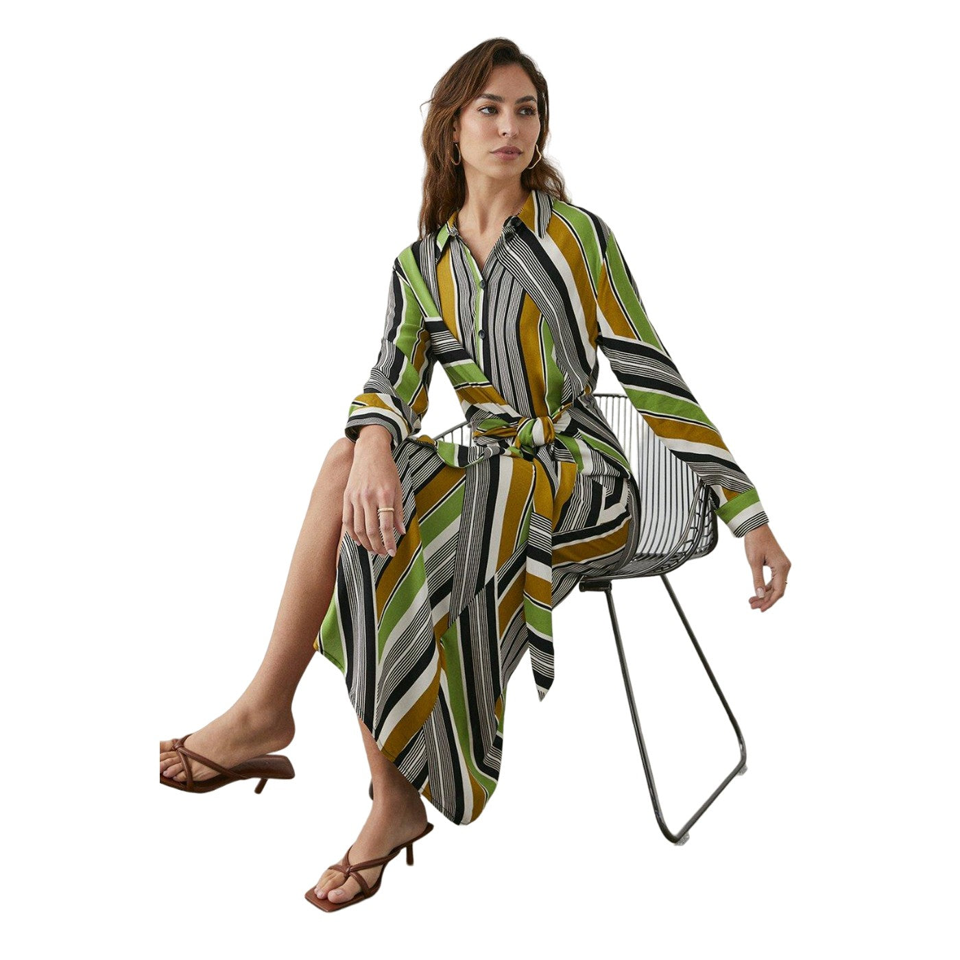 Lime - Lifestyle - Principles Womens-Ladies Stripe Front Tie Shirt Dress