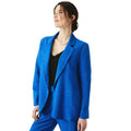 Cobalt Blue - Front - Maine Womens-Ladies Linen Blend Single-Breasted Blazer