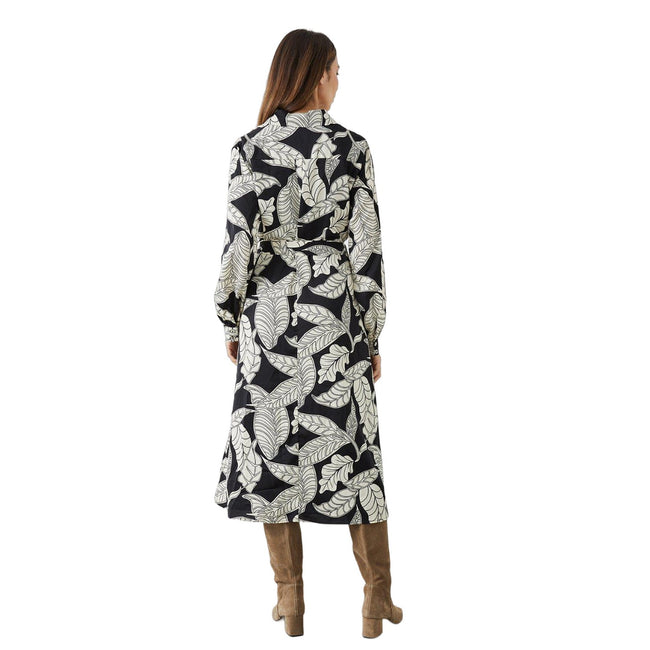 Black - Back - Principles Womens-Ladies Leaf Belt Shirt Dress