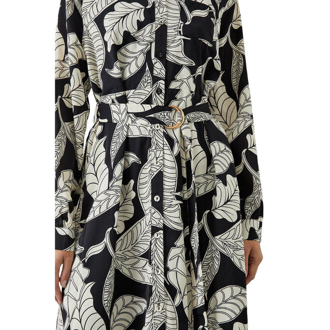 Black - Side - Principles Womens-Ladies Leaf Belt Shirt Dress