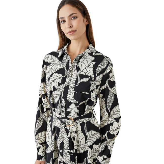 Black - Lifestyle - Principles Womens-Ladies Leaf Belt Shirt Dress