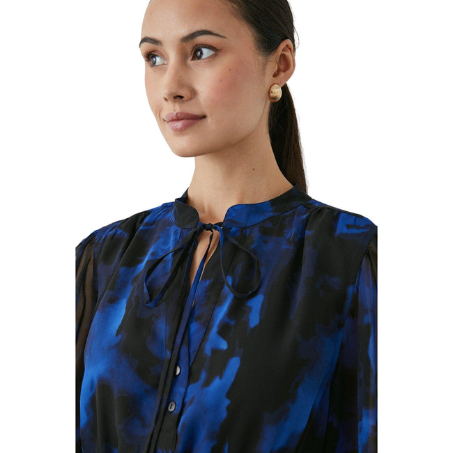 Blue - Side - Principles Womens-Ladies Acid Wash Button-Down Midi Dress