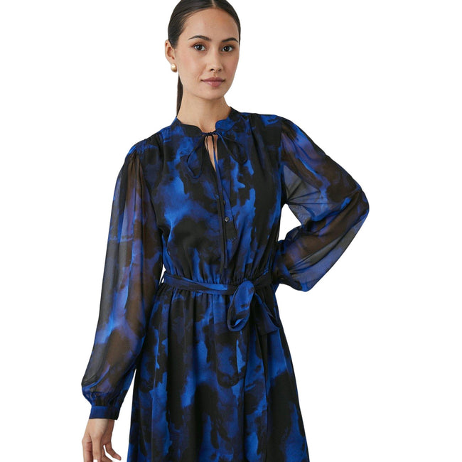 Blue - Lifestyle - Principles Womens-Ladies Acid Wash Button-Down Midi Dress