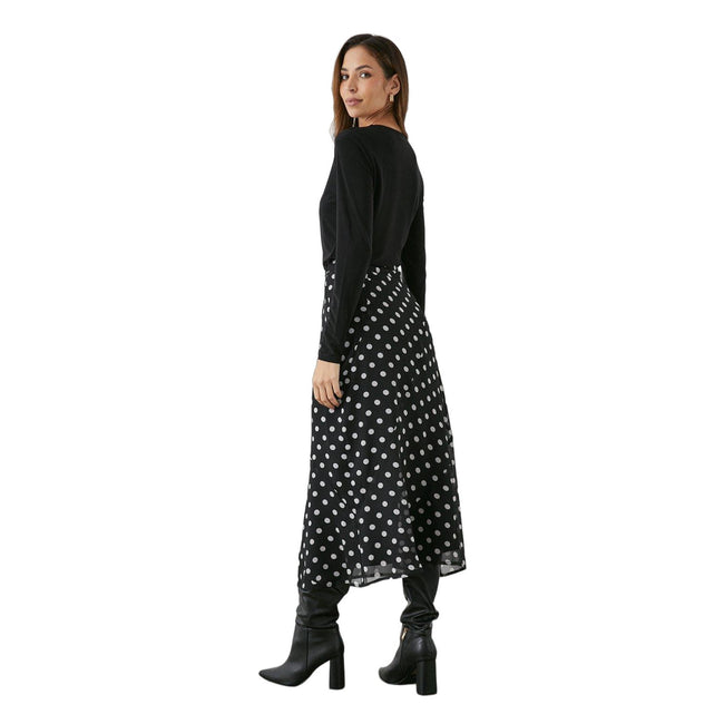 Black - Back - Principles Womens-Ladies Spotted Panelled Midi Skirt