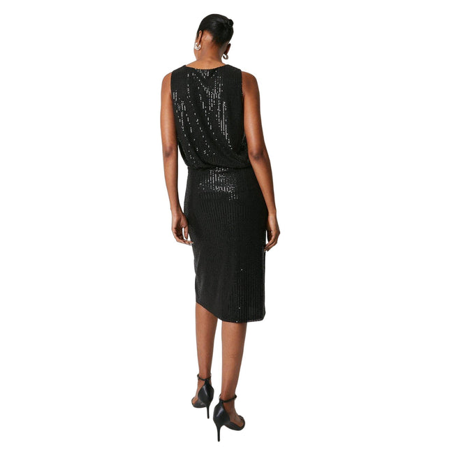 Black - Back - Principles Womens-Ladies Sequin Midi Skirt