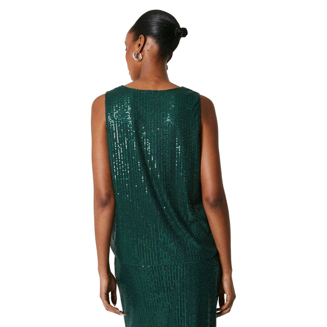 Green - Back - Principles Womens-Ladies Sequin V Neck Camisole