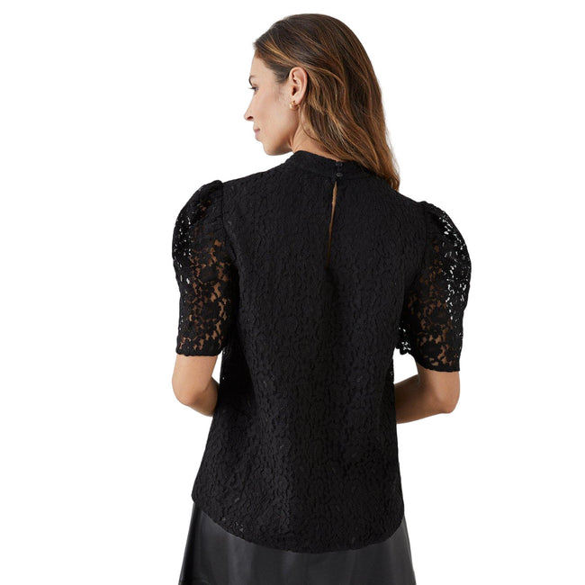 Black - Back - Principles Womens-Ladies Lace Keyhole Top