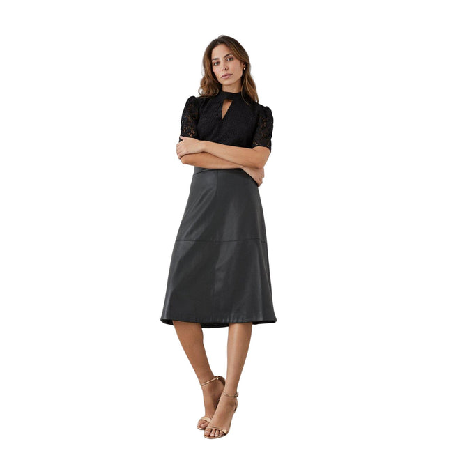 Black - Lifestyle - Principles Womens-Ladies Lace Keyhole Top