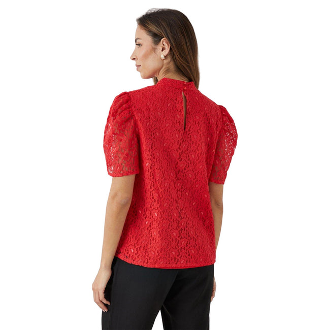 Red - Back - Principles Womens-Ladies Lace Keyhole Top