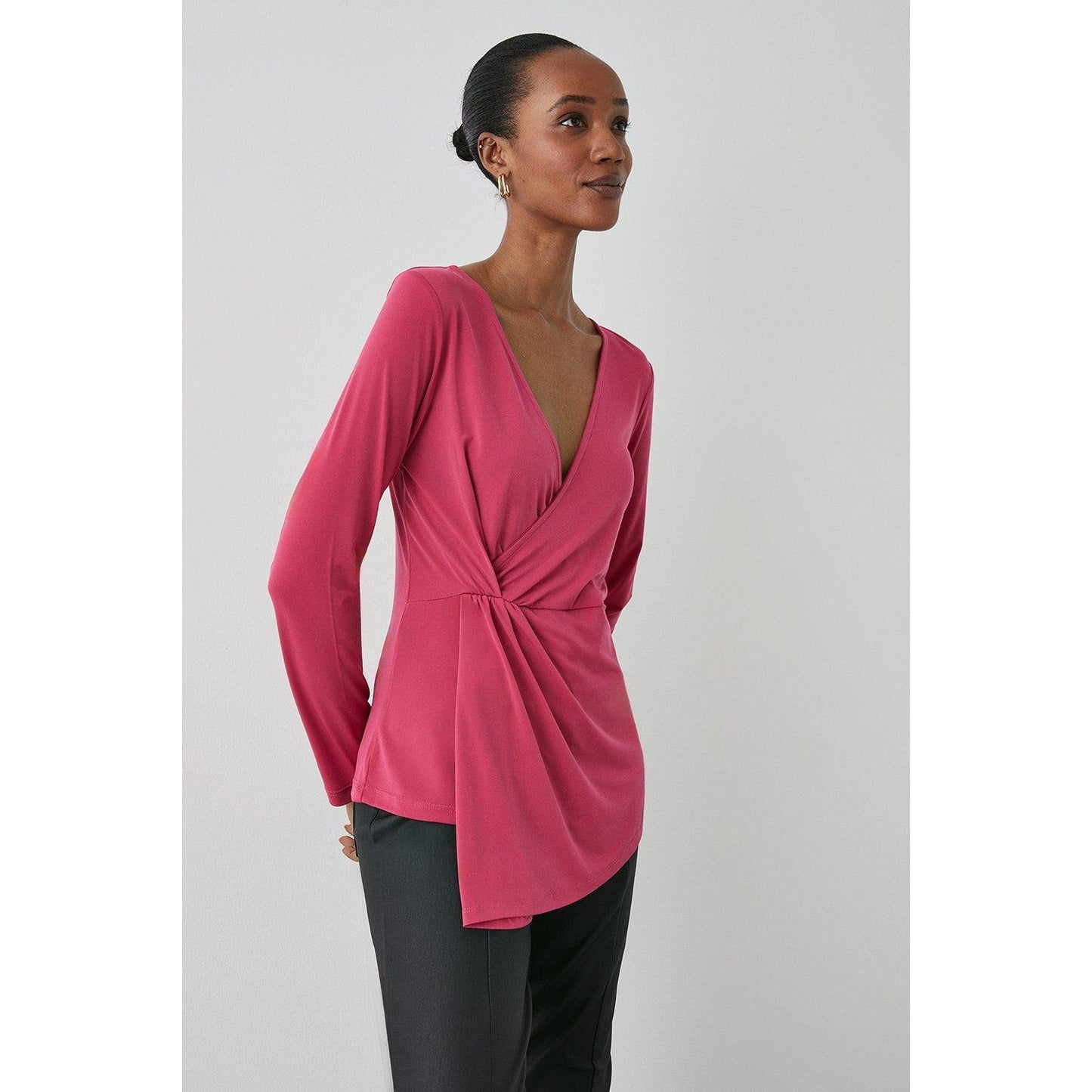 Magenta - Front - Principles Womens-Ladies Jersey Side Twist Top