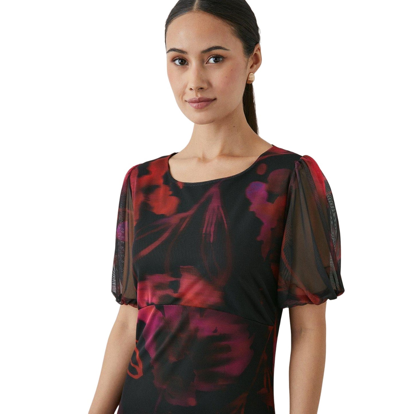 Magenta - Lifestyle - Principles Womens-Ladies Abstract Mesh Midi Dress