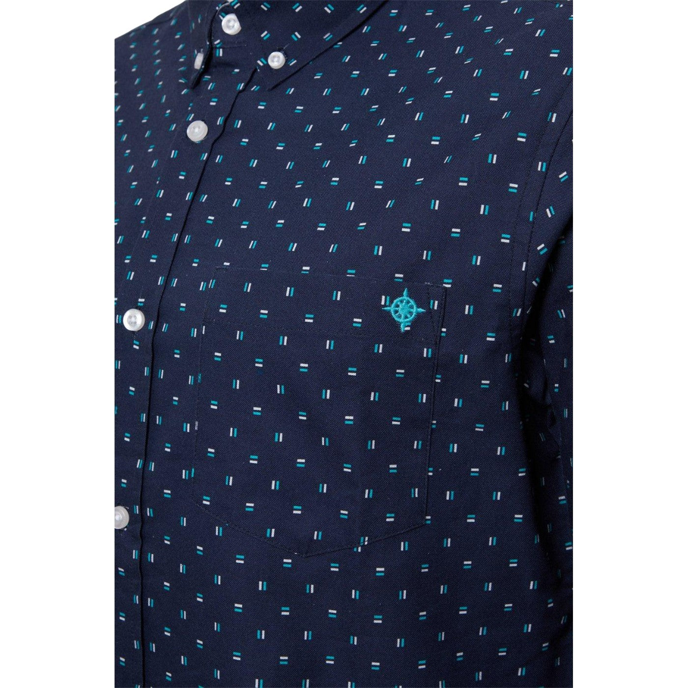 Navy - Side - Maine Mens Dash Print Long-Sleeved Shirt