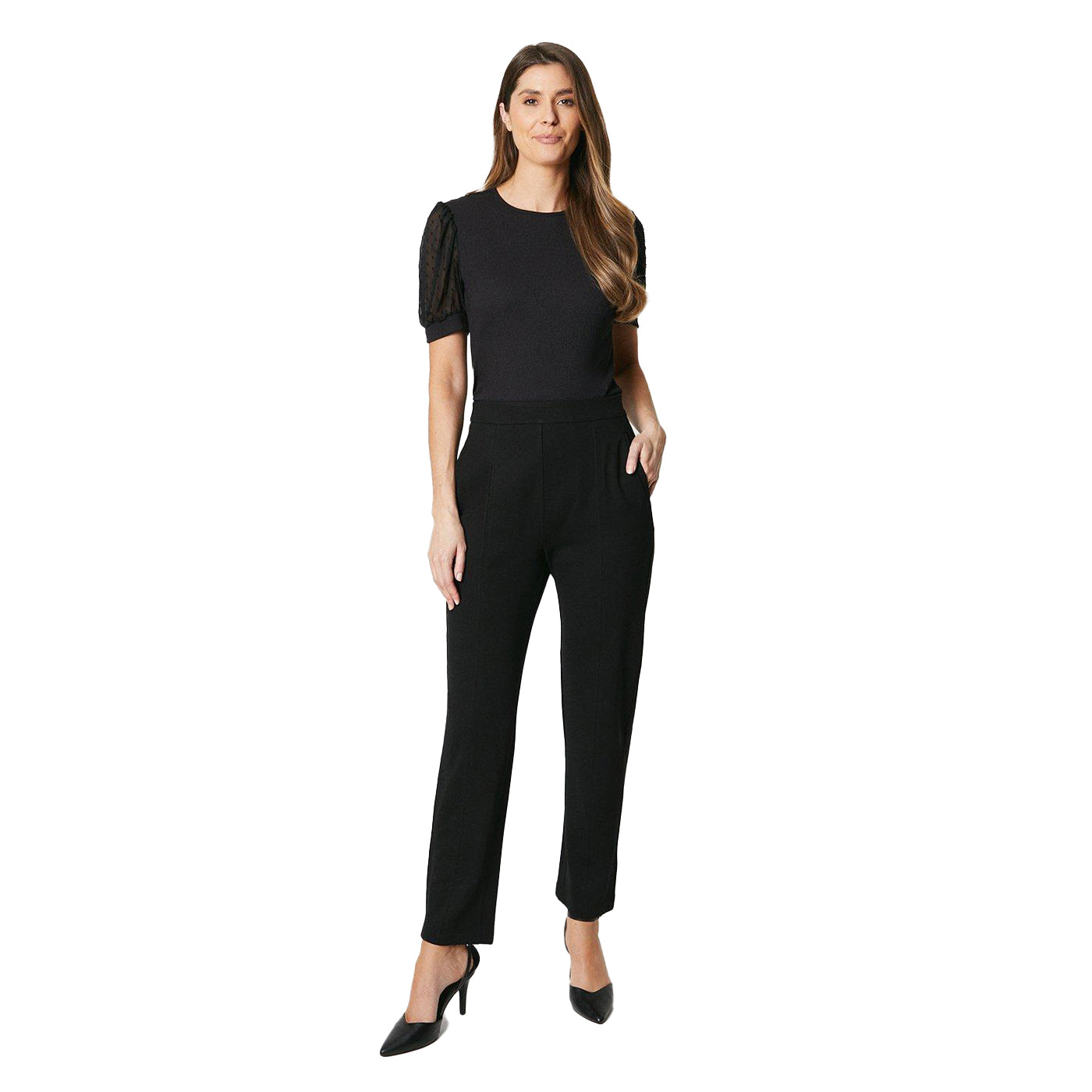 Black - Lifestyle - Principles Womens-Ladies Jersey Puff Sleeve Top